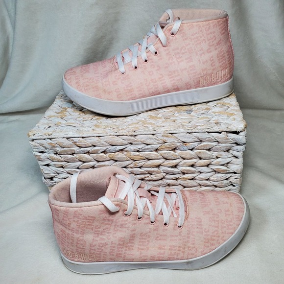 NOBULL Shoes - NO BULL High Top Canvas Pink Sneakers Trainer Womens size 8.5 M/7 EUC Athletic